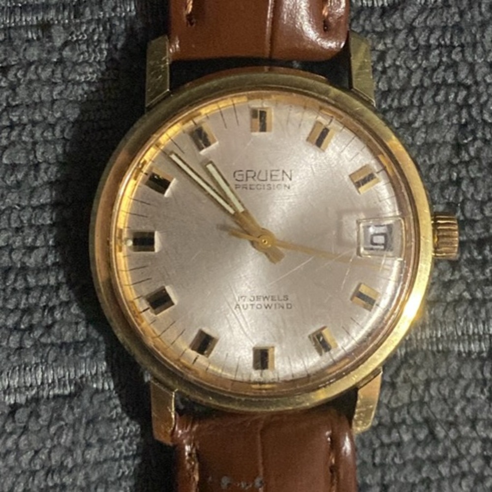 Vintage Gruen Precision 17 Jewel Men's Automatic Wristwatch 730 SS Swiss Runs